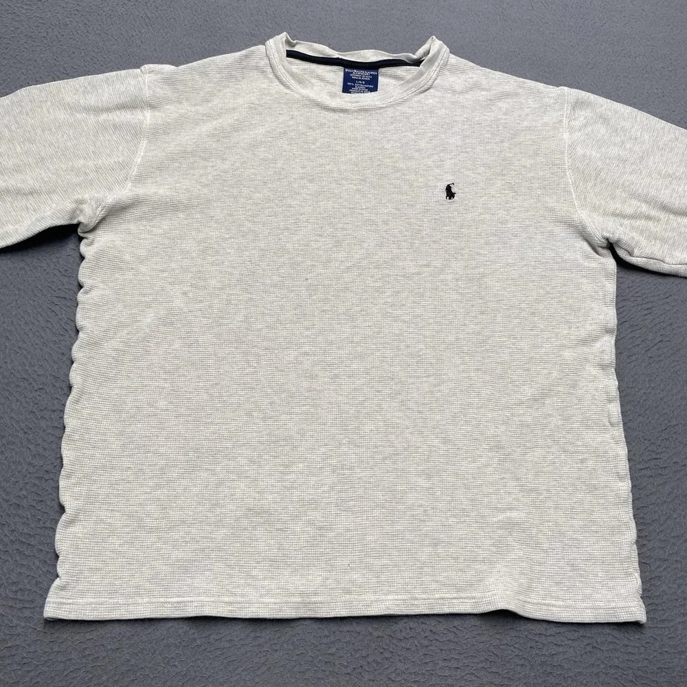 Polo Ralph Lauren Sleepwear Shirt Mens Large Gray Waffle Crewneck Pajama Top - Picture 4 of 8